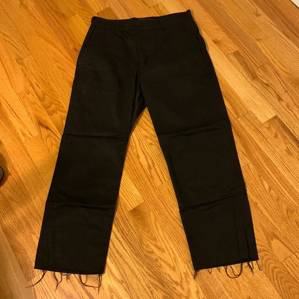 Menace Mens 30R Black Trousers- Raw Hem